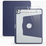 Five-E Apple iPad Pro 12.9 6. Nesil Dönebilen Standlı Kalem Bölmeli Koruyucu Kılıf Stylus Kalem ve Nano Ekran Koruyucu Çok Fonksiyonlu Set - Lacivert