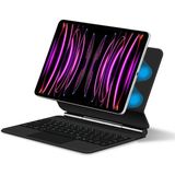 Five-E Apple iPad Pro 13 Inc M5 (2025) LED Aydınlatmalı Touchpadli Manyetik Kapaklı Bluetoothlu Magic Klavyeli Kılıf - Siyah