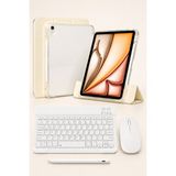 Five-E Apple iPad Pro 13 M5 Foldex Yatay ve Dikey Standlı Türkçe Klavye Mouse Kalem ve Kılıf Seti A3360 A3361 - Gold