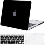 Five-E Apple MacBook Pro 14.2 M3 Çipli 2024 Darbelere Dayanıklı Buzlu Matte Ön Arka Kapak Kılıf ve Koruyucu Set A2918 A2992 - Siyah