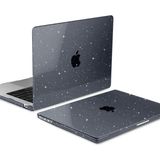 Five-E Apple Macbook Pro 16.2 M3 Çipli 2024 Simli Shiny Parlak Ön Arka Kapak Kılıf A2991 - Siyah
