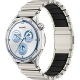 Five-E Huawei Gt4 46MM Çift Bileşenli Endüstriyel Metal Kaplama Termo-Silikon Fusion Serisi Kordon - Gümüş - Siyah