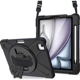 Five-E iPad Air 11 Inç 6. Nesil Zırhlı Armour Defender Kalemlikli Askılı Kılıf A2902 A2903 - iPad Air 6 - Siyah