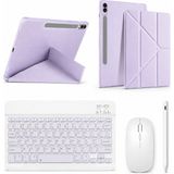 Five-E Samsung Galaxt Tab S10 Fe Plus Smart Combo Türkçe Klavyeli Tablet Origami Kılıf Seti -Mouse Kalem Dahil X620 - Lila
