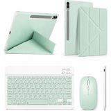 Five-E Samsung Galaxt Tab S10 Fe Smart Combo Türkçe Klavyeli Tablet Origami Kılıf Seti -Mouse Kalem Dahil X520 X526B - Açık Yeşil