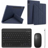 Five-E Samsung Galaxt Tab S10 Lite Smart Combo Türkçe Klavyeli Tablet Origami Kılıf Seti -Mouse Kalem Dahil X400 X406B - TAB S10 LİTE - Lacivert