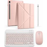 Five-E Samsung Galaxt Tab S10 Lite Smart Combo Türkçe Klavyeli Tablet Origami Kılıf Seti -Mouse Kalem Dahil X400 X406B - TAB S10 LİTE - Rose Gold