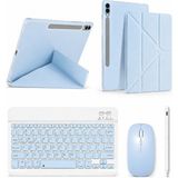 Five-E Samsung Galaxt Tab S9 Fe Smart Combo Türkçe Klavyeli Tablet Origami Kılıf Seti -Mouse Kalem Dahil X510 X516 - Açık Mavi