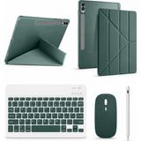Five-E Samsung Galaxt Tab S9 Fe Smart Combo Türkçe Klavyeli Tablet Origami Kılıf Seti -Mouse Kalem Dahil X510 X516 - Haki