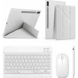 Five-E Samsung Galaxt Tab S9 Plus (12,4 Inc) Smart Combo Türkçe Klavyeli Tablet Origami Kılıf Seti -Mouse Kalem Dahil X810 X816 - Gri