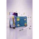 Five-E Samsung Galaxy A11 Plus 11 Inc Çocuklar Için Askılı Standlı Kılıf Dokunmatik Kalem ve Kolay Uygulama Aparatlı Cam Seti SM-X230 - Tab A11 Plus - Lacivert