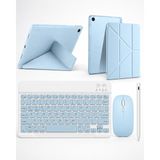 Five-E Samsung Galaxy Tab A11 (8,7 Inc) Smart Combo Türkçe Klavyeli Tablet Origami Kılıf Seti -Mouse Kalem Dahil - Açık Mavi