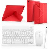 Five-E Samsung Galaxy Tab A11 (8,7 Inc) Smart Combo Türkçe Klavyeli Tablet Origami Kılıf Seti -Mouse Kalem Dahil - Kırmızı