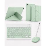 Five-E Samsung Galaxy Tab A9 Plus 10,9 Inc Smart Combo Türkçe Klavyeli Tablet Origami Kılıf Seti -Mouse Kalem Dahil - Açık Yeşil