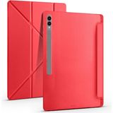 Five-E Samsung Galaxy Tab S9 Fe Plus 2023 Yatay ve Dikey Standlı Antişok Köşe Korumalı Kalemlikli Origami Slikon Kılıf Sm- X610 - Kırmızı