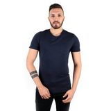 Five Pocket Erkek Lacivert Bisiket Yaka Oversize Cepli Tişört