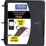Five Star Flex doldurulabilir not defteri + çalışma uygulaması, kolej çizgili kağıt, 2,5 cm TechLock halkalar, çantalar, tabletler ve ayırıcılar, 200 yaprak kapasite, ayarlanabilir kapak, siyah