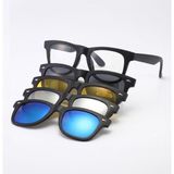 Fiviont 2206 Unisex 4 Klipsli Manyetik Gözlük Seti – Şeffaf Optik Çerçeve, Polarize Güneş, Sarı Gece Sürüş, Mavi ve Gümüş Aynalı Klips, Sert Kutu