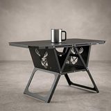 Fiways Axıs V2 Mat Siyah Metal Kamp Masası 1 mm Çelik Gövde Katlanır Çantalı Outdoor Sehpa