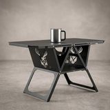 Fiways Axıs™ V2 Mat Siyah Metal Kamp Masası, 1mm Çelik Gövde, Profesyonel Katlanır Çantalı Outdoor Sehpa - 85 x 41 x 50 cm