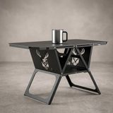 Fiways Axıs™ V2 Mat Siyah Metal Kamp Masası, 1Mm Çelik Gövde, Profesyonel Katlanır Çantalı Outdoor Sehpa
