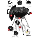Fix Home Mangal Bbq Taşınabilir Kömürlü Barbekü Mangal Tekerlekli 44X78 Mangal