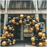 Fix Ticaret 50 Adet 12 Inç Metalik Gold ve Pastel Siyah Parti Balonu + 5 mt Balon Zinciri