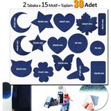 Fixall Adhesive Products Yapışkanlı Kot Kumaş Çeşitli Şekillde 30 Adet Mont Pantalon Aksesuar Yama Siyah - Lacivert