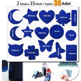 Fixall Adhesive Products Yapışkanlı Kot Kumaş Çeşitli Şekillde 30 Adet Mont Pantalon Aksesuar Yama Siyah - Mavi