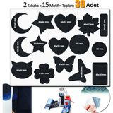 Fixall Adhesive Products Yapışkanlı Kot Kumaş Çeşitli Şekillde 30 Adet Mont Pantalon Aksesuar Yama Siyah