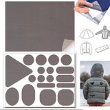 FIXALL ADHESIVE PRODUCTS Yapışkanlı Polyester Kumaş Mont Çadır Şemsiye Tamir Yaması 19 Adet Gri - Koyu Gri