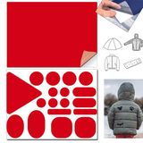FIXALL ADHESIVE PRODUCTS Yapışkanlı Polyester Kumaş Mont Çadır Şemsiye Tamir Yaması 19 Adet - Kırmızı