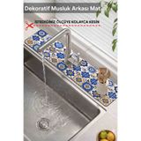 FixCaps Dekoratif Musluk Matı Lavabo Banyo Mutfak Tezgah Üstü Desenli Mat 14 cm x 38 cm