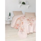 Fixe Baskılı Çift Kişilik Pike Takım Pansy Bej - Gri - 200 x 230