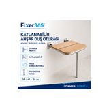 Fixer365 Duvara Monte Katlanabilir Ahşap Engelli Duş Oturağı Ayak Destekli 39x41x36 cm