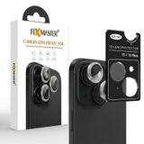 Fixmaster iphone 15-15 Plus Uyumlu Kamera Lens Koruyucu, Siyah, Orijinal Rengiyle Kusursuz Uyum, Darbe Emici, 9H Temperli Cam, Kolay Kurulum, Anti-Reflection Kaplama, Metal Çerçeve