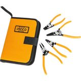 Fixonic Ingco HCCPS26125 125MM 4'lü Çantalı Segman Pensesi Seti (Düz:iç/dış-Eğri:iç/dış) - 4'lü Set - Sarı