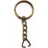 Fixport Anahtarlık Halkası, Halka + Zincir + Üçgen, 24mm, Antik, 1000 Adet