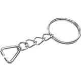 Fixport Anahtarlık Halkası, Halka + Zincir + Üçgen, 24mm, Gümüş, Nikel, 1000 Adet
