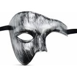 Fixport Antik Eskitme Gümüş Erkek Yarım Maske - Phantom Balo Maskesi