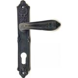 Fixport Antika Tarz Dekoratif Pirinç Çiçekli Oda Kapı Kolu - 240x40 mm, Oksit
