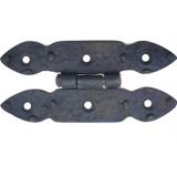 Fixport Antika Tarz Dekoratif Pirinç Düğmeli Menteşe - 117x57 mm, Oksit