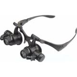 Fixport Gözlük Modeli 10X 15X 20X 25X Lens 2 Led Işıklı Büyüteç