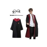 Fixport Harry Potter Gryffindor Kapişonlu Çocuk Kostüm + Asa + Gözlük Seti 11-12 Yaş