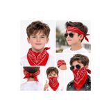 Fixport Kırmızı Kovboy Fuları Çocuk Bandana Western Desenli Boyun Fuları