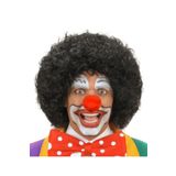 Fixport Siyah Renk Kıvırcık Afro Bonus Peruk Saç ve Kırmızı Sünger Burun Seti