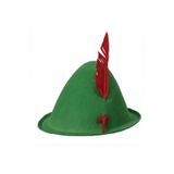 Fixport Yeşil Renk Kırmızı Tüylü Peter Pan Şapkası Robin Hood Şapkası 24X23 cm