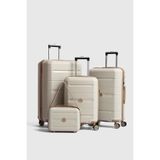 Fiyaka Monako 4'lü Set Polipropilen Süper Esnek Kırılmaz Tekerlekli Valiz Bavul Seyahat KEMİK ŞAMPANYA
