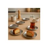 Fiyakalı Ürünler Atölyesi 6 Adet 12 cm Gümüş Yuvarlak paslanmaz çelik,lokumluk,ikramlık, pasta servis,Kahve Fincan altlığı