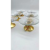 Fiyakalı Ürünler Atölyesi 6'lı Kelebek Ayaklı Gold Cam Lokumluk, Şekerlik, Çerezlik, Kahve Yanı Sunumluk 13cm